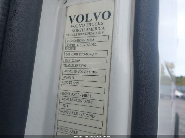 46217125 :رقم المزاد ، 4V4NC9EH3EN152143 vin ، 2014 Volvo Vn Vnl مزاد بيع
