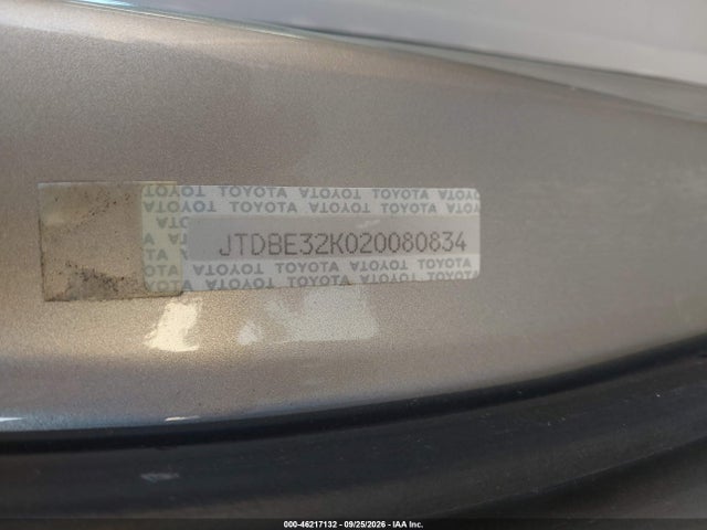 Auction sale of the 2002 Toyota Camry Le, vin: JTDBE32K020080834, lot number: 46217132