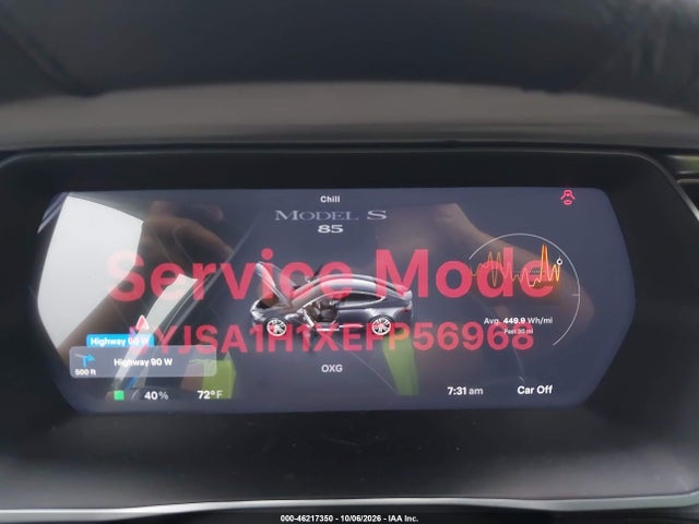 2014 Tesla Model S P85 მანქანა იყიდება აუქციონზე, vin: 5YJSA1H1XEFP56968, აუქციონის ნომერი: 46217350