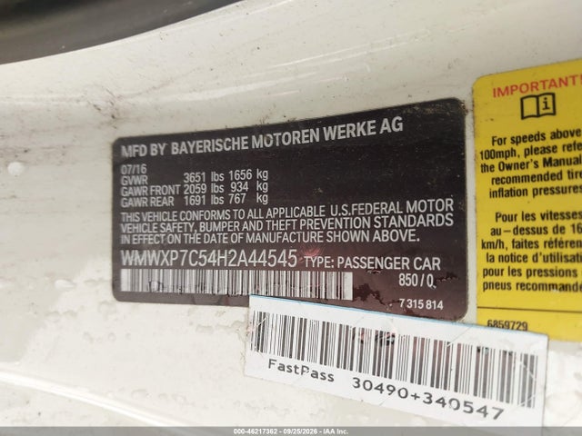 2017 Mini Hardtop Cooper S მანქანა იყიდება აუქციონზე, vin: WMWXP7C54H2A44545, აუქციონის ნომერი: 46217362