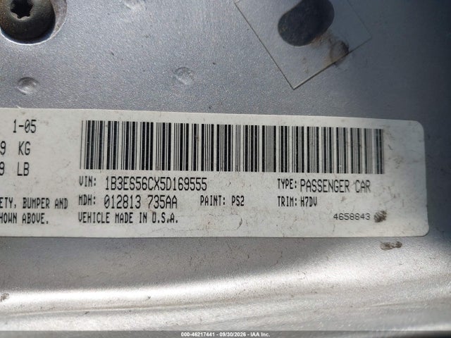 Продажа на аукционе авто 2005 Dodge Neon Sxt, vin: 1B3ES56CX5D169555, номер лота: 46217441