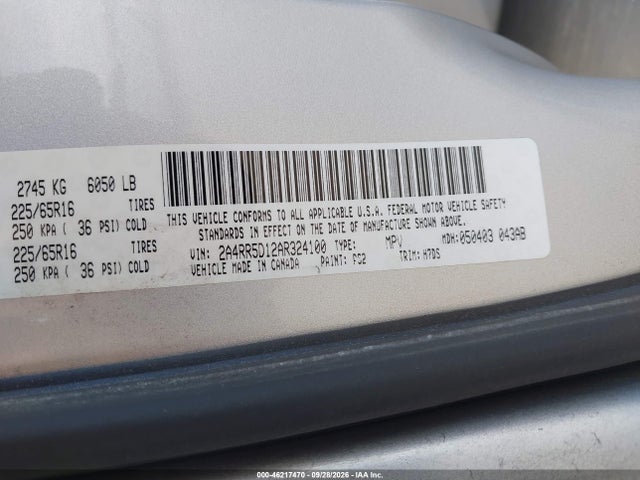 46217470 :رقم المزاد ، 2A4RR5D12AR324100 vin ، 2010 Chrysler Town & Country Touring مزاد بيع