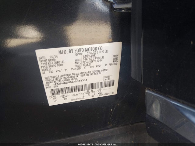 Продаж на аукціоні авто 2014 Ford Explorer Xlt, vin: 1FM5K8D85EGC44364, номер лоту: 46217473