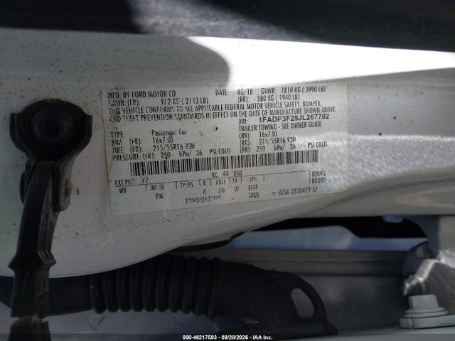Продаж на аукціоні авто 2018 Ford Focus Se, vin: 1FADP3F29JL267702, номер лоту: 46217593