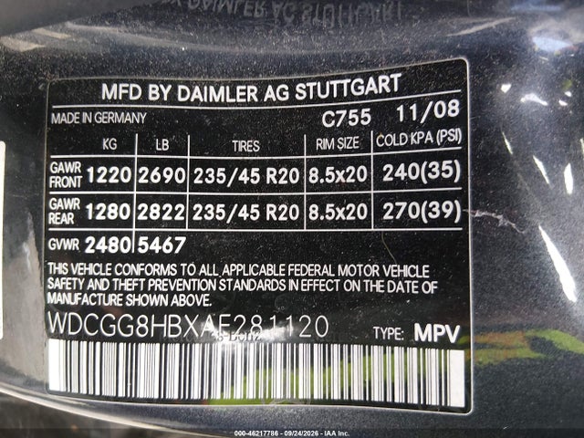 46217786 :رقم المزاد ، WDCGG8HBXAF281120 vin ، 2010 Mercedes-benz Glk 350 4matic مزاد بيع