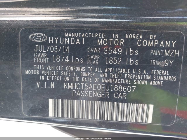 Aukcja sprzedaży 2014 Hyundai Accent Gs, vin: KMHCT5AE0EU188607, numer aukcji: 46217831