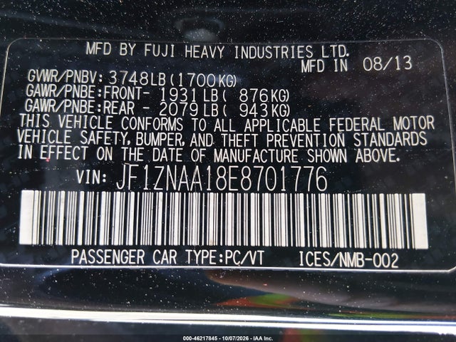 Продажа на аукционе авто 2014 Scion Fr-s, vin: JF1ZNAA18E8701776, номер лота: 46217845