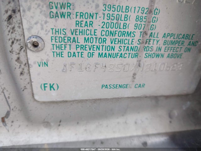 1999 Subaru Impreza Outback Sport მანქანა იყიდება აუქციონზე, vin: JF1GF4850XH810623, აუქციონის ნომერი: 46217847