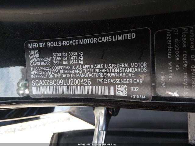 Rolls-Royce Dawn 2020 SCAXZ8C09LU200426 Image 9