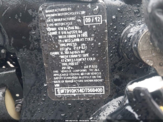 Продажа на аукционе авто 2013 Triumph Motorcycle Bonneville T100, vin: SMT910K14DT568400, номер лота: 46218135