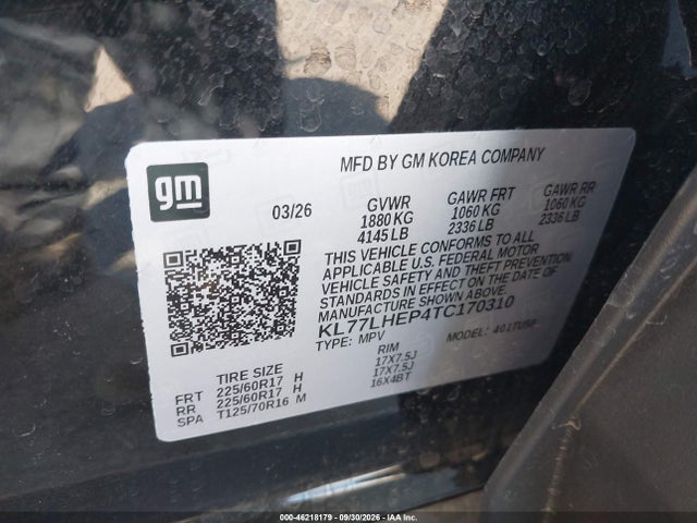 KL77LHEP4TC170310 Chevrolet Trax Fwd Lt