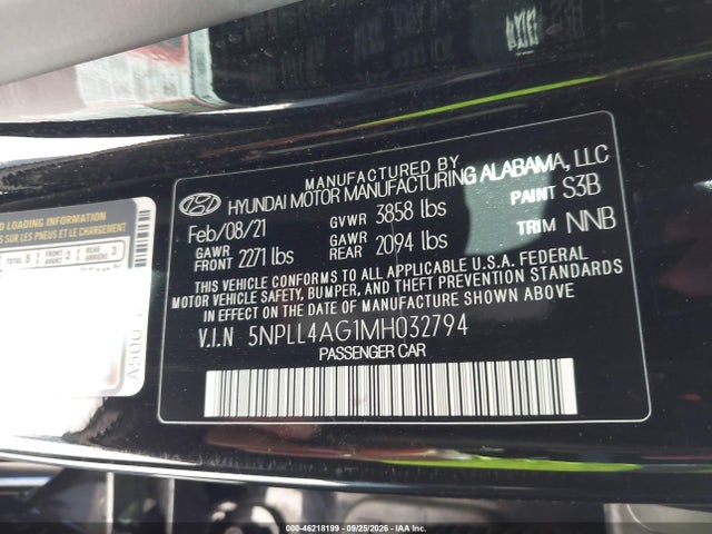 Продаж на аукціоні авто 2021 Hyundai Elantra Se, vin: 5NPLL4AG1MH032794, номер лоту: 46218199