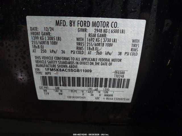Ford Police Interceptor Utility 2025 1FM5K8AC5SGB11009 Image 9