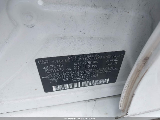 Продаж на аукціоні авто 2013 Hyundai Sonata Limited, vin: 5NPEC4ACXDH782104, номер лоту: 46218251