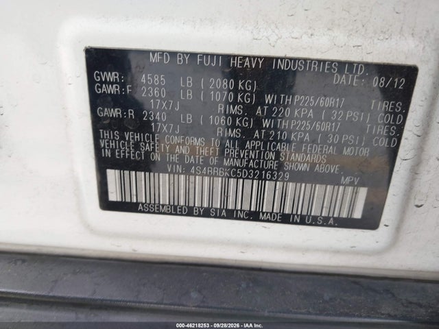 Aukcja sprzedaży 2013 Subaru Outback 2.5i Limited, vin: 4S4BRBKC5D3216329, numer aukcji: 46218253