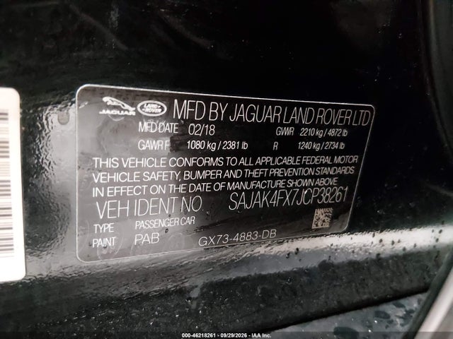 Продаж на аукціоні авто 2018 Jaguar Xe 25t Prestige, vin: SAJAK4FX7JCP38261, номер лоту: 46218261