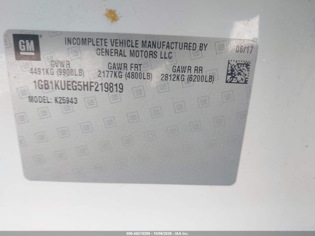 46218290 :رقم المزاد ، 1GB1KUEG5HF219819 vin ، 2017 Chevrolet Silverado 2500hd Wt مزاد بيع