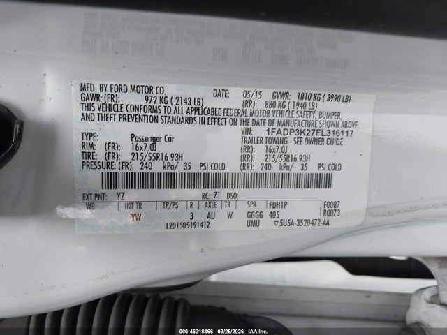 Ford FOCUS SE 2015 1FADP3K27FL316117 Image 9
