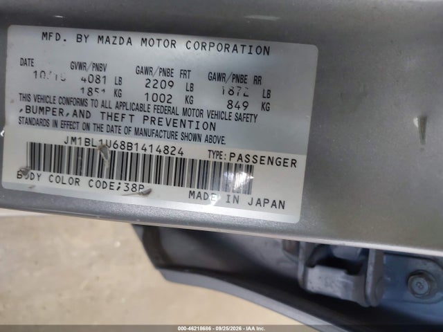 46218686 :رقم المزاد ، JM1BL1U68B1414824 vin ، 2011 Mazda Mazda3 S Sport مزاد بيع