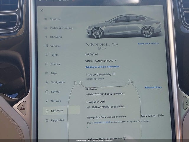 46218740 :رقم المزاد ، 5YJSA1CN2DFP26274 vin ، 2013 Tesla Model S مزاد بيع