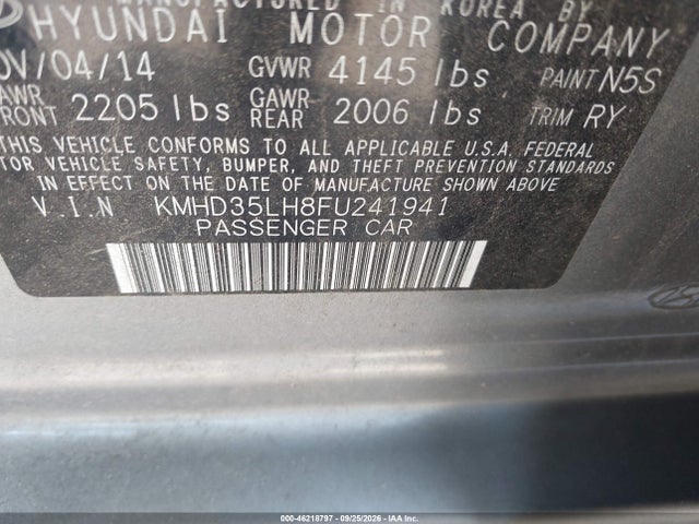 46218797 :رقم المزاد ، KMHD35LH8FU241941 vin ، 2015 Hyundai Elantra Gt مزاد بيع