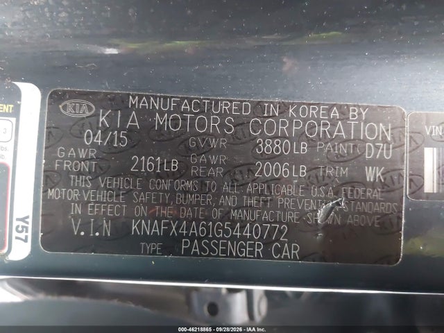 Продажа на аукционе авто 2016 Kia Forte Lx, vin: KNAFX4A61G5440772, номер лота: 46218865
