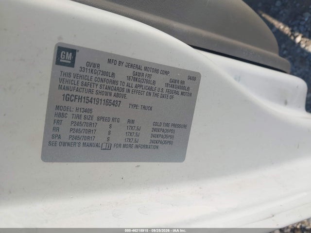 Auction sale of the 2009 Chevrolet Express 1500 Work Van, vin: 1GCFH154191165437, lot number: 46218915
