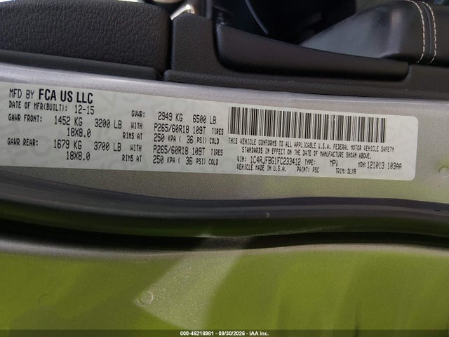 Jeep Grand Cherokee Limited 2015 1C4RJFBG1FC233412 Image 9