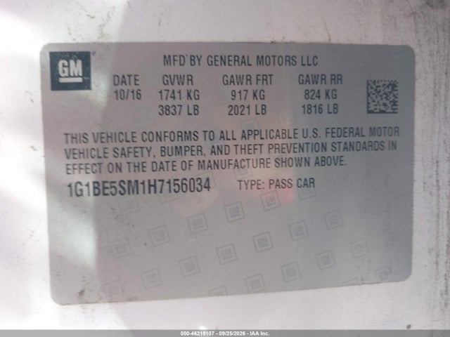 Chevrolet Cruze Lt Auto 2017 1G1BE5SM1H7156034 Image 9