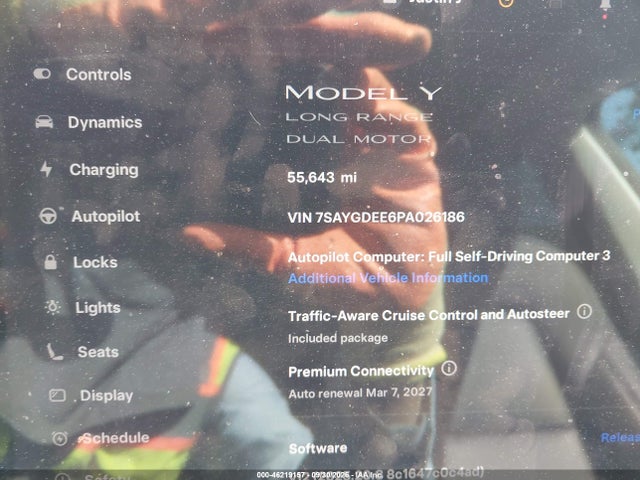 Auction sale of the 2023 Tesla Model Y Awd/long Range Dual Motor All-wheel Drive, vin: 7SAYGDEE6PA026186, lot number: 46219157