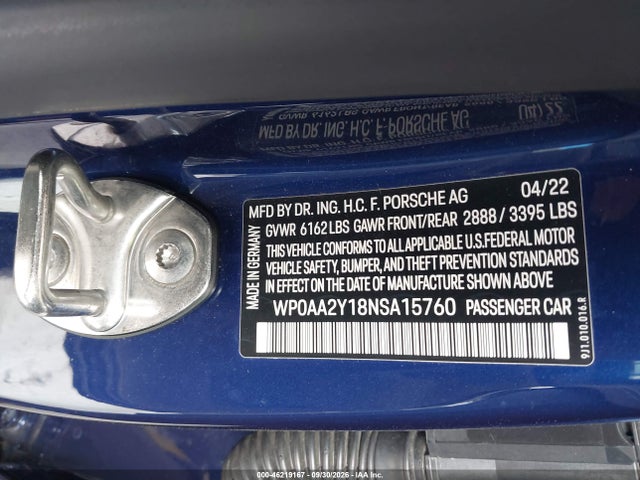 WP0AA2Y18NSA15760 Porsche Taycan