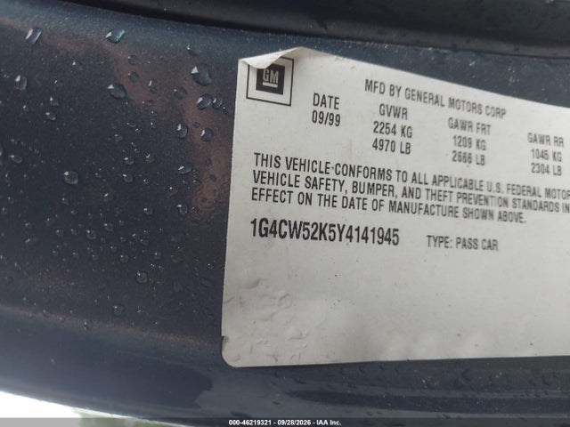 46219321 :رقم المزاد ، 1G4CW52K5Y4141945 vin ، 2000 Buick Park Avenue مزاد بيع