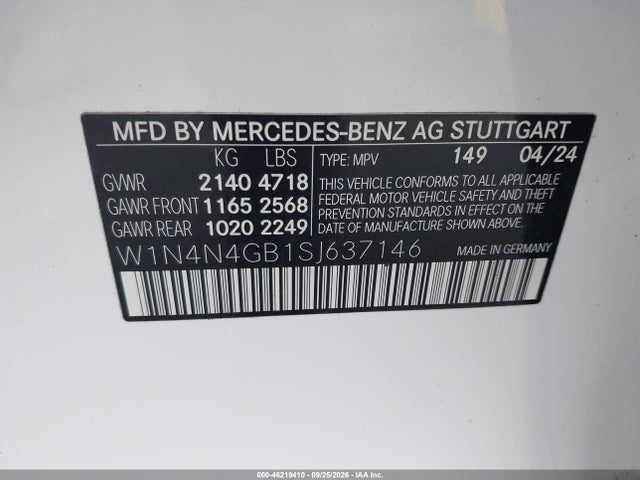 Продажа на аукционе авто 2025 Mercedes-benz Gla 250 4matic, vin: W1N4N4GB1SJ637146, номер лота: 46219410