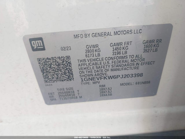 Aukcja sprzedaży 2023 Chevrolet Traverse Awd Ls, vin: 1GNEVFKW6PJ203398, numer aukcji: 46219458