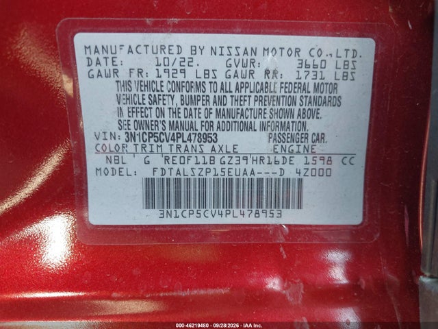 3N1CP5CV4PL478953 Nissan Kicks Sv Xtronic Cvt
