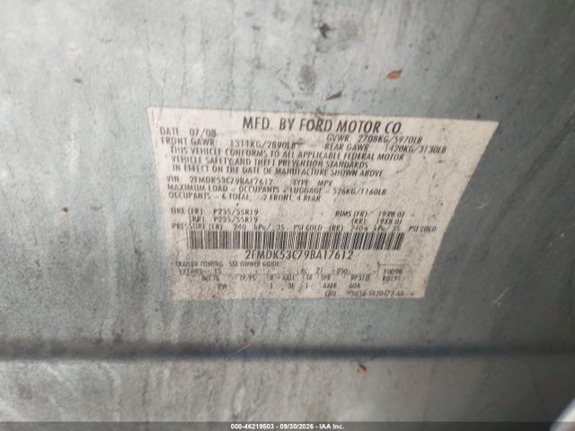 46219503 :رقم المزاد ، 2FMDK53C79BA17612 vin ، 2009 Ford Flex Limited مزاد بيع