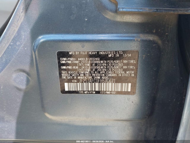 Subaru Forester 2.5i Premium 2015 JF2SJAFC0FH570671 Image 9
