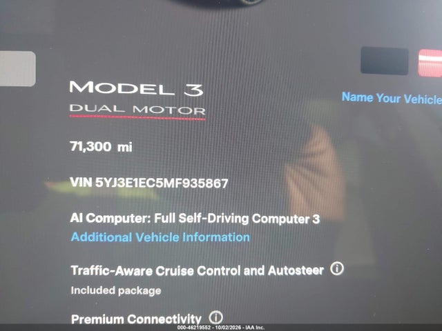 Aukcja sprzedaży 2021 Tesla Model 3 Performance Dual Motor All-wheel Drive, vin: 5YJ3E1EC5MF935867, numer aukcji: 46219552