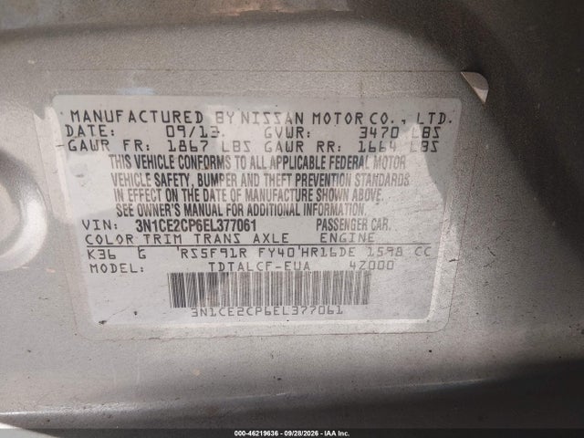 Nissan Versa Note S (sr) 2014 3N1CE2CP6EL377061 Image 9