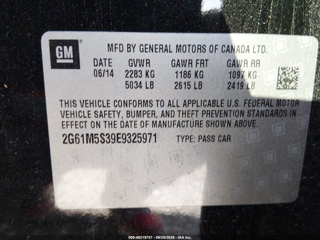 Aukcja sprzedaży 2014 Cadillac Xts Luxury, vin: 2G61M5S39E9325971, numer aukcji: 46219757