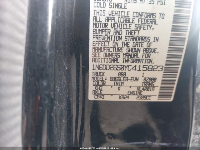 46219770 :رقم المزاد ، 1N6DD26S0YC415823 vin ، 2000 Nissan Frontier Xe مزاد بيع