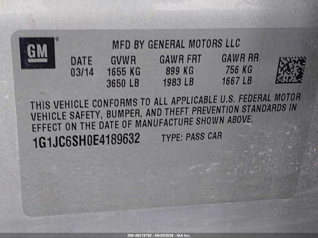 Chevrolet Sonic Lt Auto 2014 1G1JC6SH0E4189632 Image 9