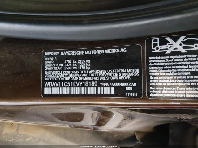 Продажа на аукционе авто 2014 Bmw X1 Xdrive28i, vin: WBAVL1C51EVY18189, номер лота: 46219863
