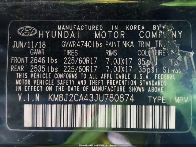 Продаж на аукціоні авто 2018 Hyundai Tucson Se, vin: KM8J2CA43JU780874, номер лоту: 46219867