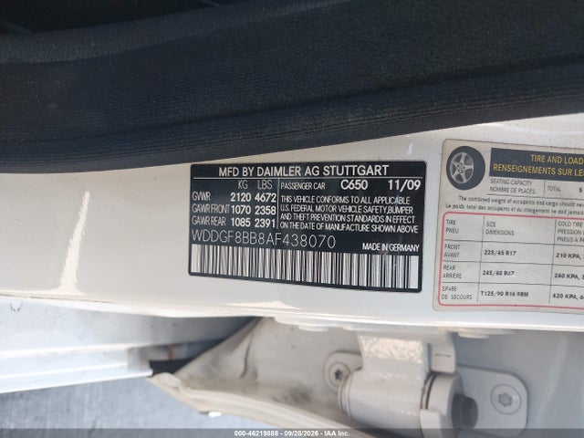 Продажа на аукционе авто 2010 Mercedes-benz C 300 Luxury 4matic/sport 4matic, vin: WDDGF8BB8AF438070, номер лота: 46219888