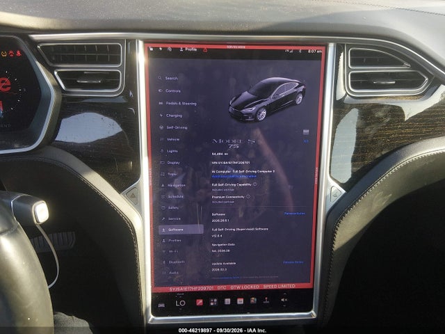 46219897 :رقم المزاد ، 5YJSA1E17HF209701 vin ، 2017 Tesla Model S 60/75 مزاد بيع