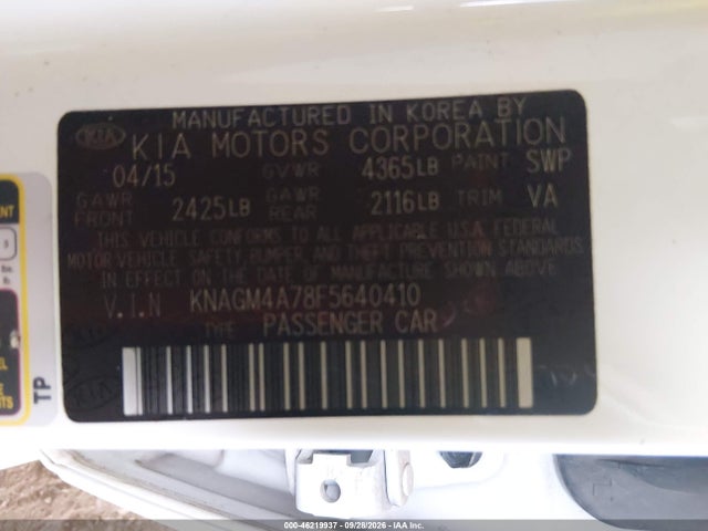 KIA Optima Lx 2015 KNAGM4A78F5640410 Image 9