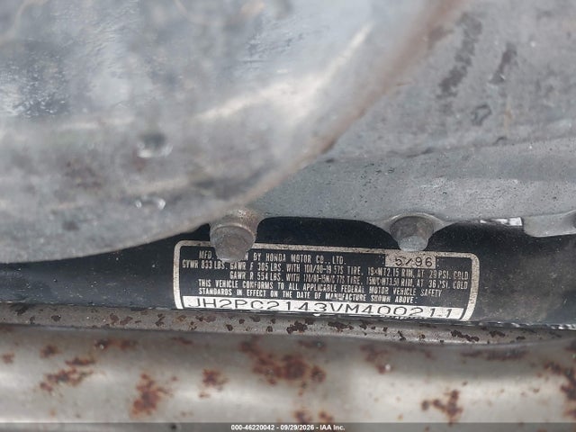46220042 :رقم المزاد ، JH2PC2143VM400211 vin ، 1997 Honda Vt600 Cd مزاد بيع