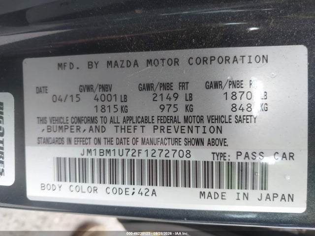 Продаж на аукціоні авто 2015 Mazda Mazda3 I Sport, vin: JM1BM1U72F1272708, номер лоту: 46220123