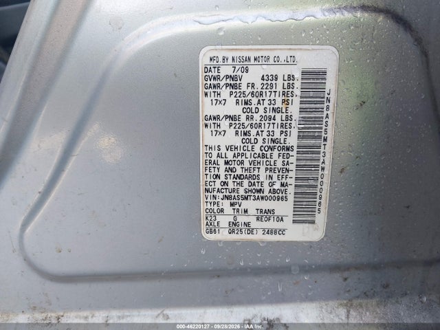 46220127 :رقم المزاد ، JN8AS5MT3AW000965 vin ، 2010 Nissan Rogue Sl مزاد بيع